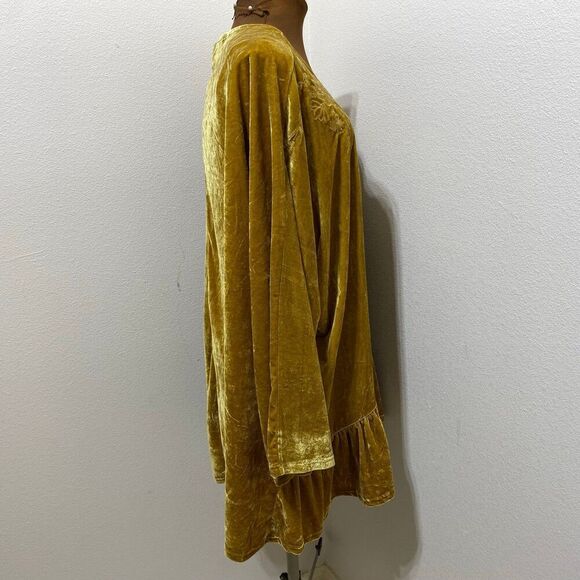 Suzanne Betro Gold Velvet Floral Embroidered Open Cardigan Size 3XL - Picture 6 of 11